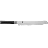 KAI Shun Classic japanisches Brotmesser 23 cm Klingenlänge - Damastmesser 32 Lagen VG MAX Kern - 61 (±1) HRC - Pakkaholzgriff - Made in Japan - Wellenschliffmesser Brotschneider geschmiedet