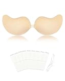 Egussi Klebe BH Push Up, Trägerlos, rückenfrei, wiederverwendbar, unsichtbar und atmungsaktiv für Frauen + 10PCS doppelseitiges Klebeband für Kleidung