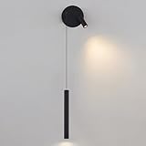 Lampe Nachttisch-Lesewandlampe, schwarze lange Röhrenwandleuchte mit verstellbarem Strahler, moderne LED-Wandleuchte, Metallflöten-Wandlampen, ultradünne lineare Wandleuchten, Schlafzimmerbeleuchtun