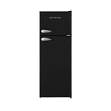 Respekta Retro-Kühlschrank mit Gefrierfach/in schwarz / 145 x 54 cm / 213 L Nutzinhalt/verstellbare Füße/automatisches Abtauverfahren/Schnellgefrierfunktion / KS144VS