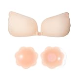 Durio Klebe BH Push Up - Trägerloser BH für Frauen mit 2Pcs Nippelpads 2Pcs Lift Aufkleber Wiederverwendbarer Rückenfreier BH Große Brust Kleine Brüste Für Brautkleider