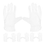 Angoily 4 Paare Antistatische Atmungsaktive Mikrofaserhandschuhe Weiße Reinigungshandschuhe für Schmuck Uhren Multifunktionale Handschuhe für Ausstellungen und Handpflege