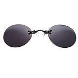 ZOHIKO Herren Clip On Nase Brille Ultraleicht Randlose Retro Runde Clip On Nase Sonnenbrille Männer Mini Vintage Brille UV400 Rahmenlos, Schwarz