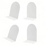 Deefongo 4 Stück Buchstütze,Buchstützen Metall Bücherhalter Bookends,Schwere Buchstütze,Weiß Bücherregal für Schule, Büro und Zuhause