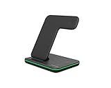 Watio Wave Ladestation, kabellos, für Apple Watch, iPhone und Kopfhörer, Schwarz, Qi-kompatibel, kompaktes und modernes Design