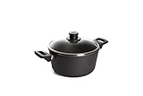 Woll Nowo Titanium Topf mit Glasdeckel in Box, Ø 24 cm, 12 cm hoch, 4.5 Liter, mit 2 Seitengriffen - Geeignet für Ceran, Gas, Elektro, Halogen - nicht induktionsgeeignet, Antihaft-Versiegelung