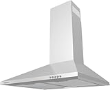 CIARRA Dunstabzugshaube 60cm Umluft Abluft Pyramide Abzugshaube aus Silber Edelstahl,CAS6201A-VC