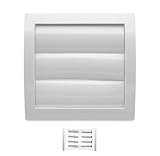 H&C VENT Lüftungsgitter eckig 150x150mm mit Insektenschutz & Lamellen (Ø 100mm, weiß) - Kunststoff Wetterschutzgitter zur Dunstabzug Abdeckung außen - Belüftungsgitter Abzug, Garage, Tür, Kühlschrank