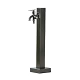 Schwarz Wassersäule Garten Wasserzapfsäule Edelstahl Frostsicherer Außenwasserhahn Wasserzapfstelle Auslaufhahn Wasserentnahmestelle(Color:Square colum wit dual faucet,Size:60cm)