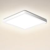 Ouyulong Led Deckenleuchte 18W 4000K Quadrt IP44 Deckenlampe Led für Wohnzimmer Schlafzimmer Badezimmer Küche Bad Keller Balkon Deckenleuchte Led Ultra Dünn Modern Ø 23cm (1 pc)