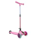 Roller Kinder für 3–12 Jahre, Kinder Roller mit Verstellbaren Höhe, LED Leuchtenden Räder Kinderroller, Stoßdämpfendes Design, Leicht zu Lenken, Balance-Trainings-Roller für Kinder | FLASHRIDE (Rosa)