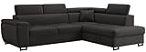 MEBLE-LUX - Ecksofa mit Schlaffunktion und Bettkasten Nicole` 270x202x96cm (BxTxH) I Sofa L Form mit Verstellbare und Armlehnen I Eckcouch mit Schlaffunktion I Federkern I Sofa Grau, Rechts