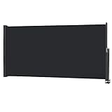 UISEBRT Seitenmarkise Ausziehbar 100 x 300 cm Anthrazit Sichtschutz Markise Sonnenschutz Windschutz für Balkon Terrasse Camping