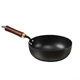 Eawfgtuw Handgeschmiedete Eisenpfanne, Big-Bauch-Design, Küchenwok, unbeschichtete Gusseisen-Bratpfanne zum Kochen, Braten und Rühren, 26,5 x 13,5 x 27,5 cm (28 cm Topf)