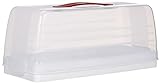 CURVER Transportbox für Kuchen, mit Transporthaube und Tragegriff, rechteckig, spülmaschinenfest, transparent/weiß, 35x15x14cm, groß