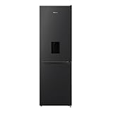 Hisense RB390N4WBE 60 cm freistehender 60/40 Kühlschrank mit Gefrierfach – 304 Liter Fassungsvermögen – Total No Frost – Wasserspender ohne Klempner – Schwarz – F bewertet, H 186 x B 59,5 x T 59,0 cm