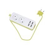 LOORGVEL 4 Stück Multifunktionale mit USB Anschlüssen und Steckdosen Europäischer Standard Breiter Spannungseingang Sichere Stromversorgung für Zuhause Büro Restaurant Weiß Grün