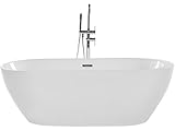 Stilvolle Acryl Badewanne oval freistehend weiß mit Überlauf 170 x 80 cm Nevis