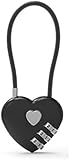 Codeschloss in Herzform, kompakt, Mini-Größe mit 3-stelliger Code-Kombination für Gepäck, Rucksack, Schmuckkästchen, Halle, Schließfach, Zahlenschloss, Liebesschloss, Schwarz, 1 Stück