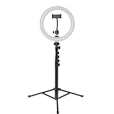 APM 572012 Ringlicht mit 1,95 m verstellbarem Stativ, Ringlicht mit 120 LEDs, Fotolicht mit 3 Helligkeitsstufen, USB-Konnektivität, kompatibel mit Smartphone und Tablet, Schwarz