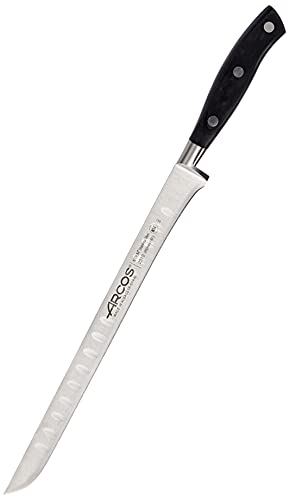 Arcos 231000 Serie Riviera - Schneidmesser Schinkenmesser - Klinge aus Nitrum geschmiedetem Edelstahl 250 mm - HandGriff Polyoxymethylen (POM) Farbe Schwarz