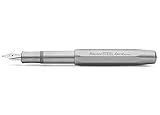 Kaweco STEEL SPORT Füllhalter I Premium Edelstahl Füllfederhalter für Tintenpatronen mit hochwertiger Stahlfeder I Luxus Füller aus gebürstetem Stainless Steel 13 cm I Federbreite: M (Medium)