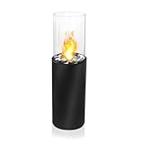 QEENTOE Freistehender Bioethanol Kamin Verstellbarer Flamme Bioethanol Tischkamin Für Outdoor & Indoor Rund Metall Standkamin mit V-förmiger Klemmhaken 80x23cm