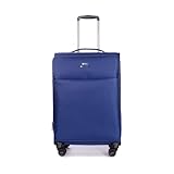 Stratic Light + Koffer Weichschale Reisekoffer Trolley Rollkoffer mittelgroß, TSA Kofferschloss, 4 Rollen, Erweiterbar, Größe M, Blau
