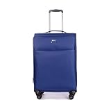 Stratic Light + Koffer Weichschale Reisekoffer Trolley Rollkoffer mittelgroß, TSA Kofferschloss, 4 Rollen, Erweiterbar, Größe M, Blau