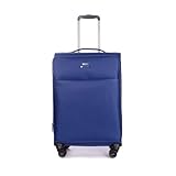 Stratic Light + Koffer Weichschale Reisekoffer Trolley Rollkoffer mittelgroß, TSA Kofferschloss, 4 Rollen, Erweiterbar, Größe M, Blau