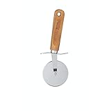 KitchenCraft World of Flavours Pizzaschneider mit handgeschnitztem Holzgriff, Edelstahl, 19,5 cm (7,5')