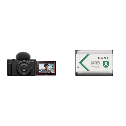 Sony Vlog Kamera ZV-1F | Digitalkamera (Klapp- und drehbares Display, 4K Video, Slow- Motion, Vlog Funktionen) + extra Akku NPBX1