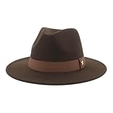 WUFANGBU Fedora Trilby Filzhut Hut Filzhut Universeller Sonnenschutz Sonnenschutz Batik Dye Breite Traufe Gestrickter Zylinder M (56-58Cm) Kaffee