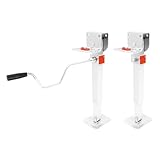 NoneDanGee 2 Stücke Anhänger Stützen Set, Wohnmobil Stützen Höhenverstellbar 42-56cm, Abstellstütze Ausdrehbar Heavy Duty, Anhänger Zubehör, Kurbelstützen für Anhänger Halterung 1T Traglast (Weiß)