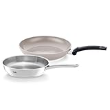 Fissler Pfannen-Set, 2-teilig/Ceratal Classic beschichtete Keramik-Pfanne (Ø 28 cm) & Pure Collection unbeschichtete Edelstahl-Pfanne (Ø 24 cm), Made in Germany - Induktions-geeignet