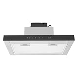 Dunstabzugshaube 60 cm Wandhaube aus Glas und Edelstahl mit Touchscreen 3 Stufen leise Abzugshaube mit LED Licht für Küchen