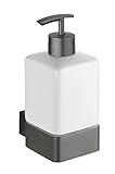 WENKO Seifenspender Montella, nachfüllbar, Fassungsvermögen: 360 ml, 7 x 17 x 10,2 cm, Weiß/Anthrazit