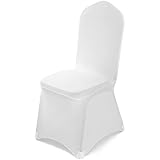 VELPAX Stuhlhussen 100 Stück, Universell Stuhlhussen Weiß Polyester, Elegante Stuhl Stuhlbezüge Elasthan Spandex Waschbarer für Taufe Geburtstag Hochzeit Bankett Dekoration
