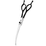 Dream Reach 6.5 Zoll Profi Gebogene Hundeschere Fellschere Hunde Schere mit Ergonomischer Griff 440C Edelstahl Sicherheit Fellschere für Hund Katzen Schneiden Schwarz