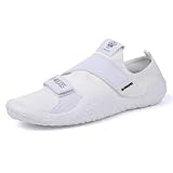 Männer Frauen Barfußschuhe Breite Zehe Bodybuilding Gewichtheberschuhe für das Fitnessstudio-Training Leichte Crosstrainer-Schuhe,Weiß,38 EU