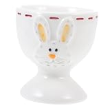 SOLUSTRE Keramik Eierbecher Kreativer Cartoon Relief Eierhalter Hitzebeständig Adorativer Frühstück Eierständer für Küche Desktop