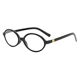 ZDDOUS Trendy Oval Lesebrille Blaues Licht Blockieren Computer Leser Retro Metallrahmen für Frauen, Männer (schwarz,3.5)