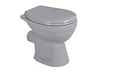 sanicomfort Stand-WC manhattan spülrandlos, Abgang waagrecht, Tiefspüler mit WC-Sitz mit Absenkautomatik