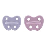 Hevea Schnuller aus Naturkautschuk runde Form ab 3 Monate 2er-Pack (Light Orchid + Sandy Nude)