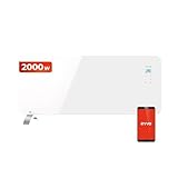 EVVO C Glasheizkörper, WLAN, 2.000 W, Touchscreen, Fernbedienung, Timer (2.000 W, Weiß)