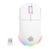 ATTACK SHARK X Magic-Refiner G6 Kabellose Gaming-Maus, 72 g leicht, 24.000 DPI, 1.000 Hz Abfragerate, BT/2,4G Gaming-Maus Kabellos/Kabelgebunden, RGB, 750 mAh Akku, mit Griffband für PC/Mac – Weiß