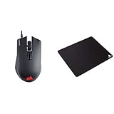 Corsar Harpoon PRO RGB FPS/MOBA-Optisch-Gaming-Maus (12.000DPI Optisch Sensor, Leicht, 6 vollständig programmierbare Tasten) schwarz & MM100 Gaming Mauspad (Medium, Tuchfläche) schwarz