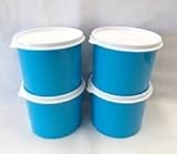 Tupperware Mini-Snackdosen für 2 Tassen, Blau mit weißen Dichtungen, 4 Stück