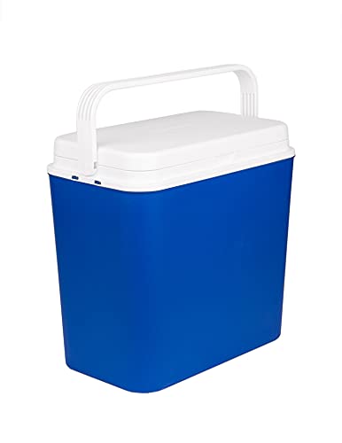 BigDean Kühlbox 24 Liter blau/weiß - Isolierbox mit bis zu 9 Std. Kühlung - Kühltasche für unterwegs - Outdoor Thermobox für Camping, Picknick & Garten - Made in Europe