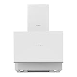 Hyundai HCPD600AB, geneigte Dunstabzugshaube, 60 cm, weißes Glas, Leistung 253 m³/h, doppelter Zug, 4 Geschwindigkeiten, Touch-Steuerung, spülmaschinenfester Filter.